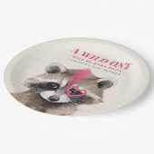 Wild One Mohawk Raccoon Baby shower Papieren Bordje (Gekanteld)