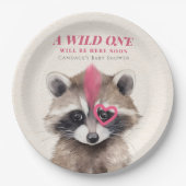 Wild One Mohawk Raccoon Baby shower Papieren Bordje (Voorkant)