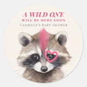 Wild One Mohawk Raccoon Baby shower Ronde Sticker (Voorkant)