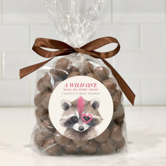 Wild One Mohawk Raccoon Baby shower Ronde Sticker