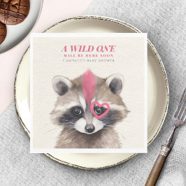 Wild One Mohawk Raccoon Baby shower Servet