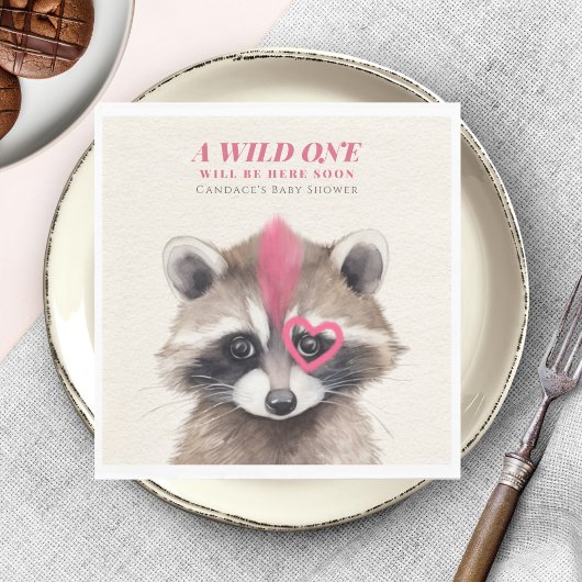 Wild One Mohawk Raccoon Baby shower Servet