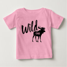 Wild One Moose 1st Birthday Party Baby T-Shirt