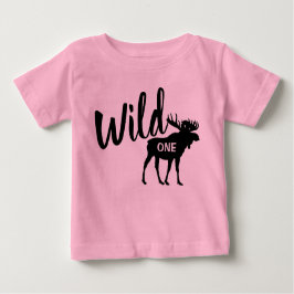 Wild One Moose 1st Birthday Party Baby T-Shirt