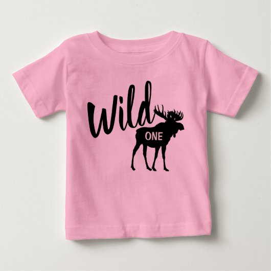Wild One Moose 1st Birthday Party Baby T-Shirt (Voorkant)