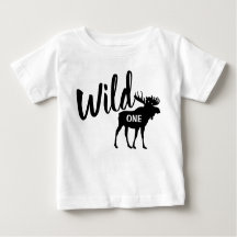 Wild One Moose 1st Birthday Party Baby T-Shirt