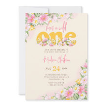 Wild One Mosterd & Roze Wildflower Verjaardag