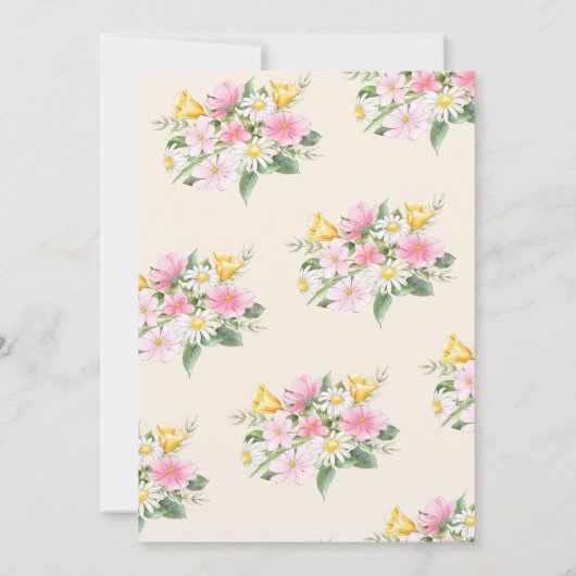 Wild One Mosterd & Roze Wildflower Verjaardag Kaart (Achterkant)