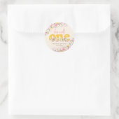 Wild One Mosterd & Roze Wildflower Verjaardag Ronde Sticker (Tas)