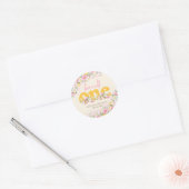 Wild One Mosterd & Roze Wildflower Verjaardag Ronde Sticker (Envelop)