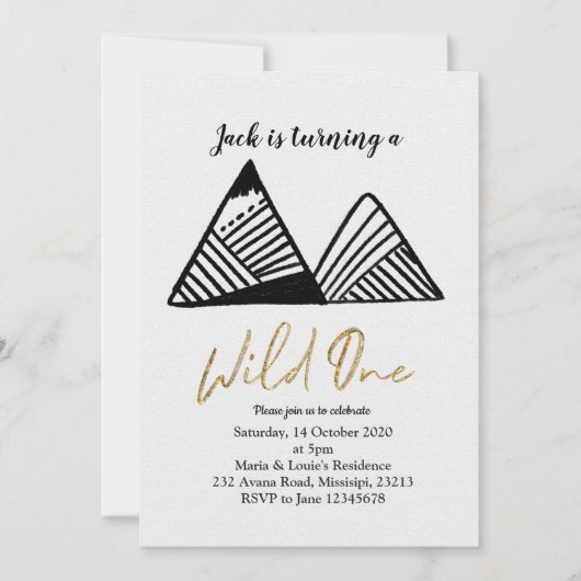 Wild One Mountain eerste verjaardagsuitnodiging Kaart (Voorkant)