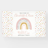 Wild One Muted Rainbow Girl's 1e verjaardag Spandoek (Horizontaal)
