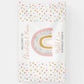 Wild One Muted Rainbow Girl's 1e verjaardag Spandoek (Verticaal)