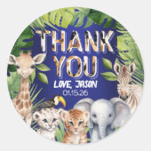 Wild One Navy Blue Boy 1e verjaardagsgunst bedankt Ronde Sticker (Voorkant)