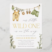 Wild One | Neutral Boho Safari Baby shower Folie Uitnodiging (Voorkant)