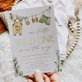Wild One | Neutral Boho Safari Baby shower Folie Uitnodiging