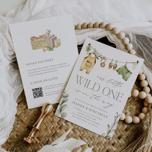 Wild One   Neutral Boho Safari Baby shower Kaart