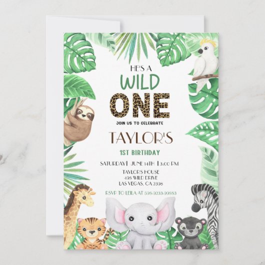 Wild One Neutral Celebration - Safari avontuur! Kaart (Voorkant)