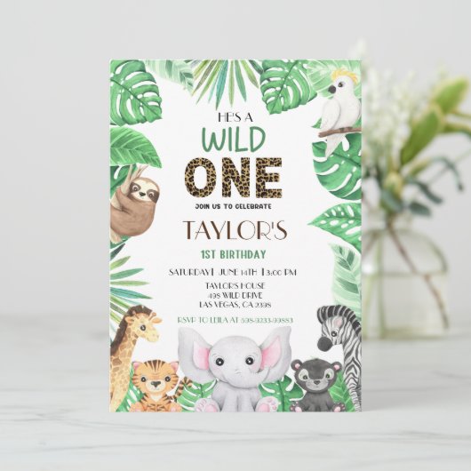 Wild One Neutral Celebration - Safari avontuur! Kaart (Staand voorkant)