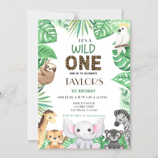 Wild One Neutral Celebration - Safari avontuur! Magnetische Uitnodiging (Voorkant)