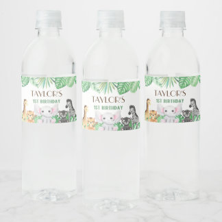 Wild One Neutral Celebration - Safari avontuur! Waterfles Etiket