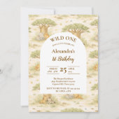 Wild One Neutral Safari First Birthday Kaart (Voorkant)