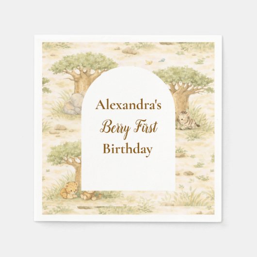 Wild One Neutral Safari First Birthday Servet (Voorkant)