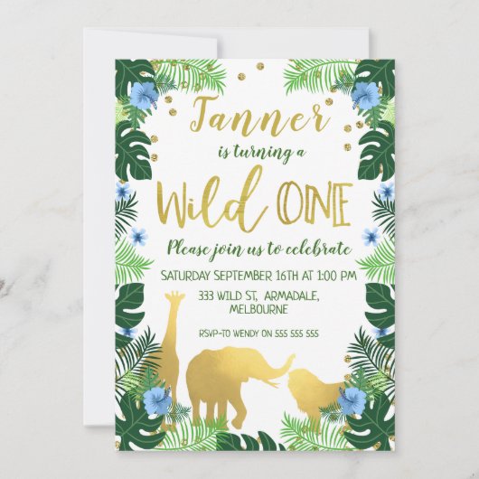 Wild One Oerwoud 1e verjaardag Uitnodiging (Voorkant)