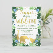 Wild One Oerwoud 1e verjaardag Uitnodiging (Staand voorkant)