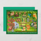 Wild One Oerwoud 1e verjaardag Uitnodiging (Voorkant / Achterkant)