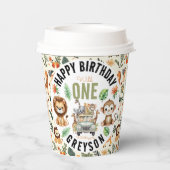Wild One Oerwoud Adventure 1e verjaardag Papieren Bekers (Achterkant)