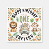 Wild One Oerwoud Adventure 1e verjaardag Servet (Voorkant)