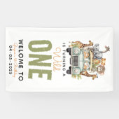 Wild One Oerwoud Adventure 1e verjaardag Spandoek (Horizontaal)