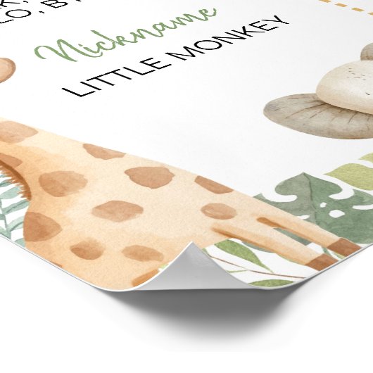 Wild One Oerwoud Animals 1st Birthday Mijlpaal Poster (Hoek)