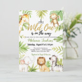 Wild One Oerwoud Animals Baby shower Kaart (Staand voorkant)