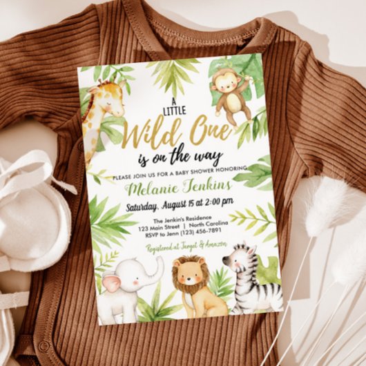 Wild One Oerwoud Animals Baby shower Kaart