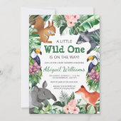 Wild One - Oerwoud Animals Baby shower Kaart (Voorkant)