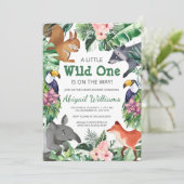Wild One - Oerwoud Animals Baby shower Kaart (Staand voorkant)