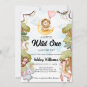Wild One Oerwoud Animals Boy Baby shower Invitatio Kaart (Voorkant)