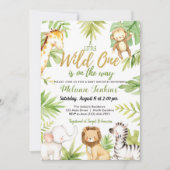 Wild One Oerwoud Animals Boy Baby shower Kaart (Voorkant)
