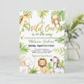 Wild One Oerwoud Animals Boy Baby shower Kaart (Staand voorkant)