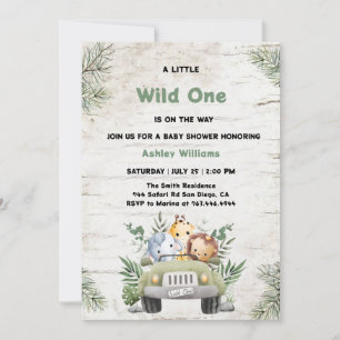 Wild One Oerwoud Animals Boy Baby shower Kaart
