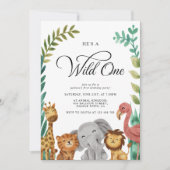 Wild One Oerwoud Animals Boys 1e verjaardagsfeestj Kaart (Voorkant)