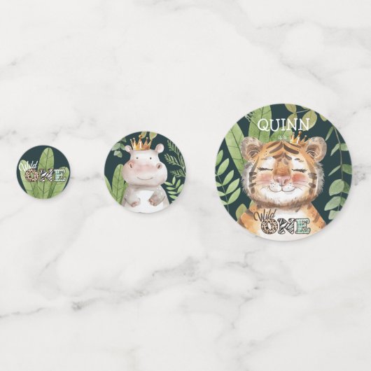 Wild One Oerwoud Animals Safari 1st Birthday Confetti (Achterkanten)