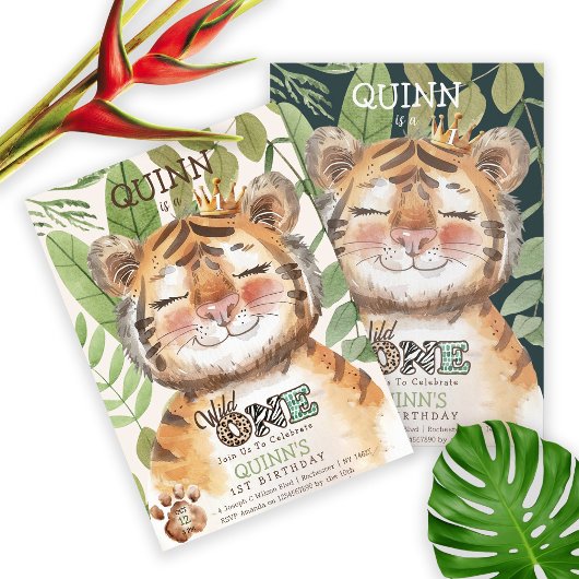 Wild One Oerwoud Animals Safari 1st Birthday Kaart
