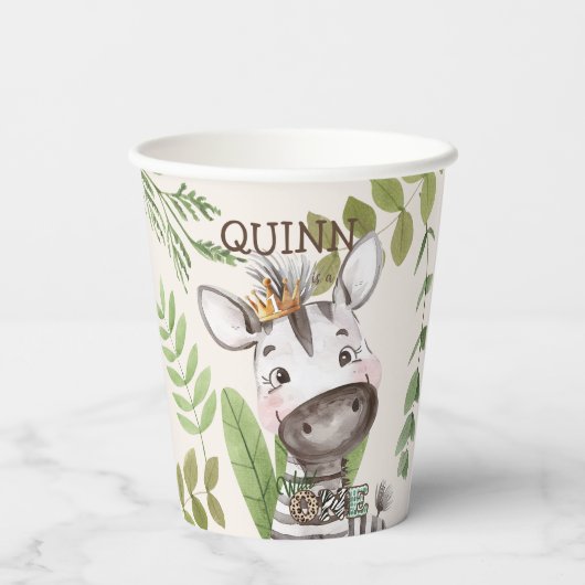 Wild One Oerwoud Animals Safari 1st Birthday Papieren Bekers (Achterkant)