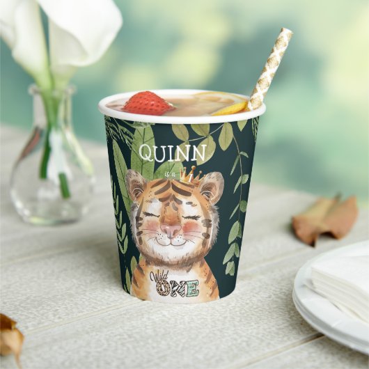 Wild One Oerwoud Animals Safari 1st Birthday Papieren Bekers (Insitu)