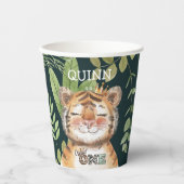 Wild One Oerwoud Animals Safari 1st Birthday Papieren Bekers (Voorkant)