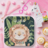 Wild One Oerwoud Animals Safari 1st Birthday Papieren Bordje (Feest)