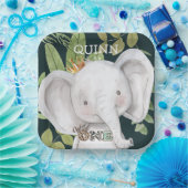 Wild One Oerwoud Animals Safari 1st Birthday Papieren Bordje (Feest)